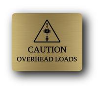 Caution sign indicating potential hazard from overhead loads. Sign - 11.5x9.5cm Brushed Aluminium