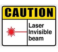 Caution Sign Laser Invisible Beam Aluminum Tin Sign for Home Coffee Bar Wall Decor 12x16 Inches