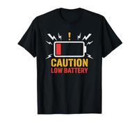 Caution Sign Low Battery Ahead Phone Anxiety Vintage Humor T-Shirt