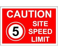 Caution site Speed Limit 5 mph Safety Sign - 1.2mm Rigid Plastic 600mm x 400mm Case (Pack of 5)