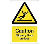 Caution Slippery Floor Surface - 200mm x 300mm - 1.2mm Rigid Plastic Drilled Sign (WG52)