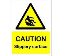 Caution Slippery Surface Sign - 1.2mm Rigid Plastic 400mm x 300mm