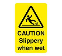 Caution Slippery When Wet self Adhesive Vinyl Sticker Hazard Sign 70mm x 110mm to notify People of a Potential Slip and Fall Area (30)