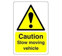 Caution slow moving vehicle - 1.2mm Rigid plastic for indoor/outdoor usage (150mm x 100mm) Viewing Distance within 3m.