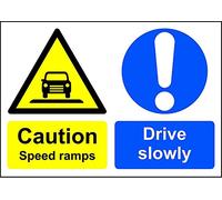 Caution speed ramps drive slowly sign - 3mm Aluminium sign 300mm x 200mm