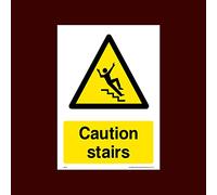 Caution Stairs Sticker/Self Adhesive Sign (WG72) - Men Working, Very Hot Water, Mind Head, Mind Step, Water, Hot, Vehicles, Fragile Roof