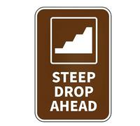 CAUTION - STEEP DROP AHEAD Vintage Metal Sign Funny Tin Retro Wall Decor for Home, Bar, Kitchen, Garage, 8"x12"