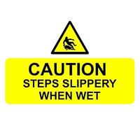 Caution steps slippery when wet safety sign - 1mm flexible Plastic sign (300mm x 200mm)