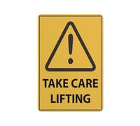 Caution Take Care Lifting Sign Sign, 8 X 12 Grade Reflective Sheeting Rust Free Aluminum, Weather Resistant, Waterproof, Easy To Mount