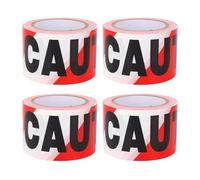 Caution Tape Roll Four Pack | Non Adhesive - Impermeable PE Warning Tape for Construction Sites/Hazardous Areas | High Visibility Protective Barrier with Bold Text