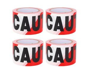 Caution Tape Roll Four Pack | Non Adhesive - Impermeable PE Warning Tape for Construction Sites/Hazardous Areas | High Visibility Protective Barrier with Bold Text