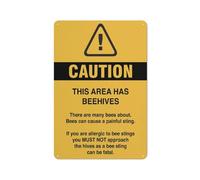 Caution This Area Has Beehives Sign 12 X 8 Inches Reflective Aluminum Metal Warning Signage With Symbol For Indoor Outdoor Use
