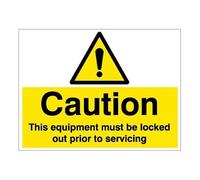 Caution this equipment must be locked out prior to servicing sign metal tin sign for industrial & commercial series 8×12 INCH