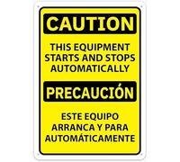 Caution This Equipment Starts And Stops Automatically Bilingual Warning Metal Sign Aluminum Signs for Outdoors Use Yard Farm Fence Home Wall Decor 8x12 inch