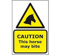 Caution this horse may bite Foamalux PVC Plastic sign - 15 x 20 cm | UK-Made with Renewable Energy | Low Carbon Footprint