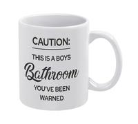 Caution This is A Boys Bathroom You've Been Warned Bathroom Mug Funny Coffee Mug,Man Cave Prints,The Best Gift for Colleagues, Parents, and Grandparents, 110z Men and Women