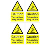 Caution, this radiator may be hot sign, 100x150mm, pack of 4 stickers on A4 sheet