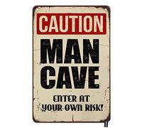 Caution Tin Sign Retro Style with Letter Enter at Your Own Risk Vintage Metal Tin Signs for Men Women Wall Art Decor for Home Bars Clubs Cafes 8"x12"