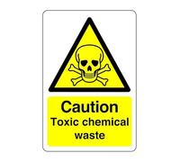 Caution toxic chemical waste sign - Corrosive, Hazardous, Chemicals, Harmful, Irritant - 1.2mm Rigid plastic for indoor/outdoor usage (200mm x 150mm) Viewing Distance within 5m.