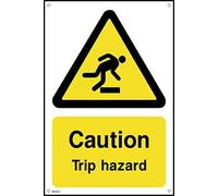 Caution Trip Hazard - 75mm x 100mm - 1.2mm Rigid Plastic Drilled Sign (WG53)