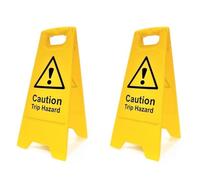 Caution Trip Hazard Floor Sign - Pack of 2 | Double-Sided Safety Warning Sign | Foldable A-Frame, High Visibility | Workplace, Construction & Public Safety