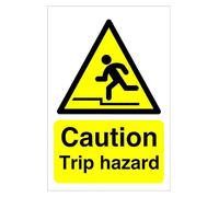 Caution Trip hazard Safety sign -1.2mm Rigid plastic 200mm x 150mm