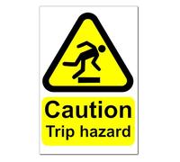 Caution Trip Hazard Warning Stickers x2 Peel and Stick 200mm x 300mm Safety Sign Printed and Laminated for Indoor and Outdoor Use