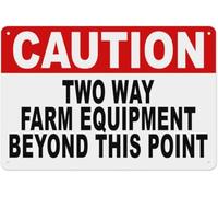 Caution Two Way Farm Equipment Beyond This Point Warning Metal Sign Tin Signs Aluminum Plaque for Outdoors Use Yard Farm Fence Home Wall Decor 8x12 inch