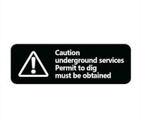 Caution Underground Services Permit To Dig Must Be Obtained Sign, 10 X 3 Inch Acrylic Plastic Sign With Symbols, For Restaurant, Salons, Hotel, Motel, Rest Stops, Public Restrooms