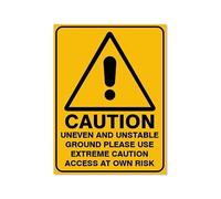 CAUTION UNEVEN AND UNSTABLE GROUND HAZARD Metal Sign 8x12 inch Notice Danger Warning Caution for Outdoor & Indoor