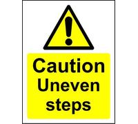 Caution uneven steps sign - 3mm Aluminium sign 300mm x 200mm