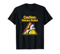 Caution Unicorn Rodeo Caution Sign Bucking Unicorn T-Shirt