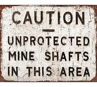 Caution Unprotected Mine Shafts Coal Miner Tin Metal Plaque Wall Sign Backyard Decor Clearance Barbeque Restaurant And Patio Home Yard Front Door Decoration 6x8 Inch Multicolor