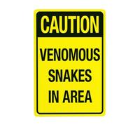 Caution Venomous Snakes In Area Metal Warning Sign with Easy Install for Indoor Outdoor Security, Business Office Home Garden Street Decor 20 x 30 cm