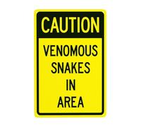 Caution Venomous Snakes In Area Metal Warning Signs with Easy Install for Indoor Outdoor Security, Business Office Home Garden Street Decor 20 x 30 cm