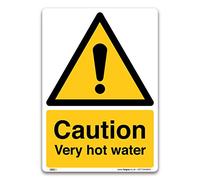 Caution Very hot water Sign - A4 Self-adhesive Vinyl Sticker - Warning Construction Security