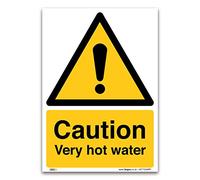 Caution Very hot water Sign - A5 1mm Rigid Plastic Sign - Warning Construction Security