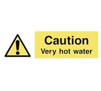 Caution Very Hot Water Sign Notice Warning Sign Self Adhesive Gloss Sticker 320mm x 125mm