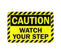 Caution Watch Your Step Non-Slip Absorbent Resist Dirt Doormat Entrance Rug Inside Floor Mats for Home Bedroom Kitchen Front Porch 24X16 Inch