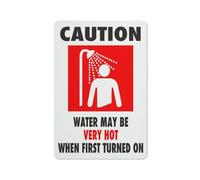 Caution Water May Be Very Hot When First Turned On Sign Sign, 8 X 12 Grade Reflective Sheeting Rust Free Aluminum, Weather Resistant, Waterproof, Easy To Mount