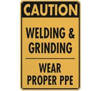 Caution Welding & Grinding Warning Metal Sign Aluminum Signs for Outdoors Use Yard Farm Fence Home Wall Decor 8x12 inch
