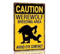 Caution Werewolf Breeding Area Avoid Eye Contact Metal Tin Sign Bar Pub Home Wall Decor Cafe Farmhouse Man Cave Decoration Retro Posters 8x6 Inch