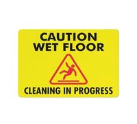Caution Wet Floor Cleaning In Progress Sign 12 X 8 Inches Reflective Aluminum Metal Warning Signage With Symbol For Indoor Outdoor Use