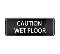 Caution Wet Floor Sign, Main Official Self Adhesive Sign For Door Or Wall 10 X 3 Inch Quick And Easy Installation Premium Acrylic Design For Your Home Office/Business