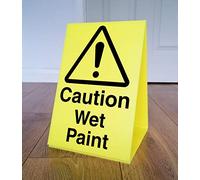 Caution Wet Paint - Free Standing Double Sided A Board - Yellow Corex - Sign Area: 200mm x 300mm