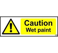 Caution Wet Paint Safety Sign - 1.2mm Rigid Plastic 300mm x 100mm