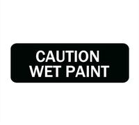 Caution Wet Paint Sign, Signage White/Black Plastic Acrylic, 10" X 3' With Double Side Tape, Adhesive, Easy Mounting