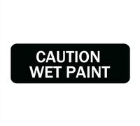 Caution Wet Paint Sign, Signage White/Black Plastic Acrylic, 9" X 3' With Double Side Tape, Adhesive, Easy Mounting