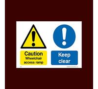 Caution Wheelchair access ramp Keep clear Plastic Sign - Fire, Disabled, Wheelchair, Ramp, Parking, Emergency - (DDA5)