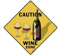 Caution Wine Zone Sign Space Funny Metal Sign Crossing Traffic Novelty Square Sign 12x12 inch